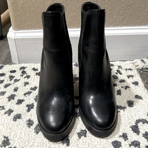 Micheal Kors black leather Thea wedge booties